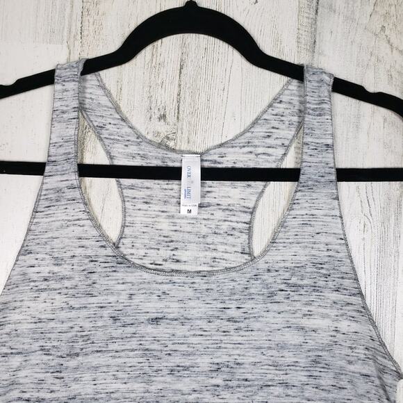 NWOT Over The Limit Apparel Racerback Gray & Black Tank Top Women's Size Medium - Picture 2 of 8